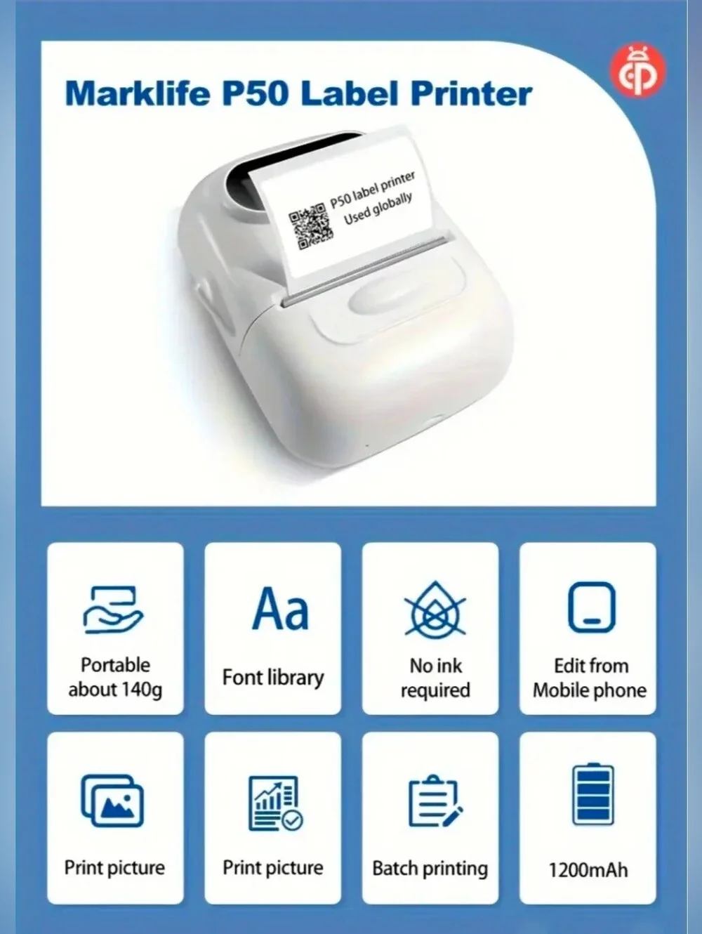MARK LIFE White Thermal Label Printer Kit, with Labels, Sealed, NEW